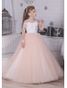 Ivory Lace Champagne Tulle Flower Girl Dress